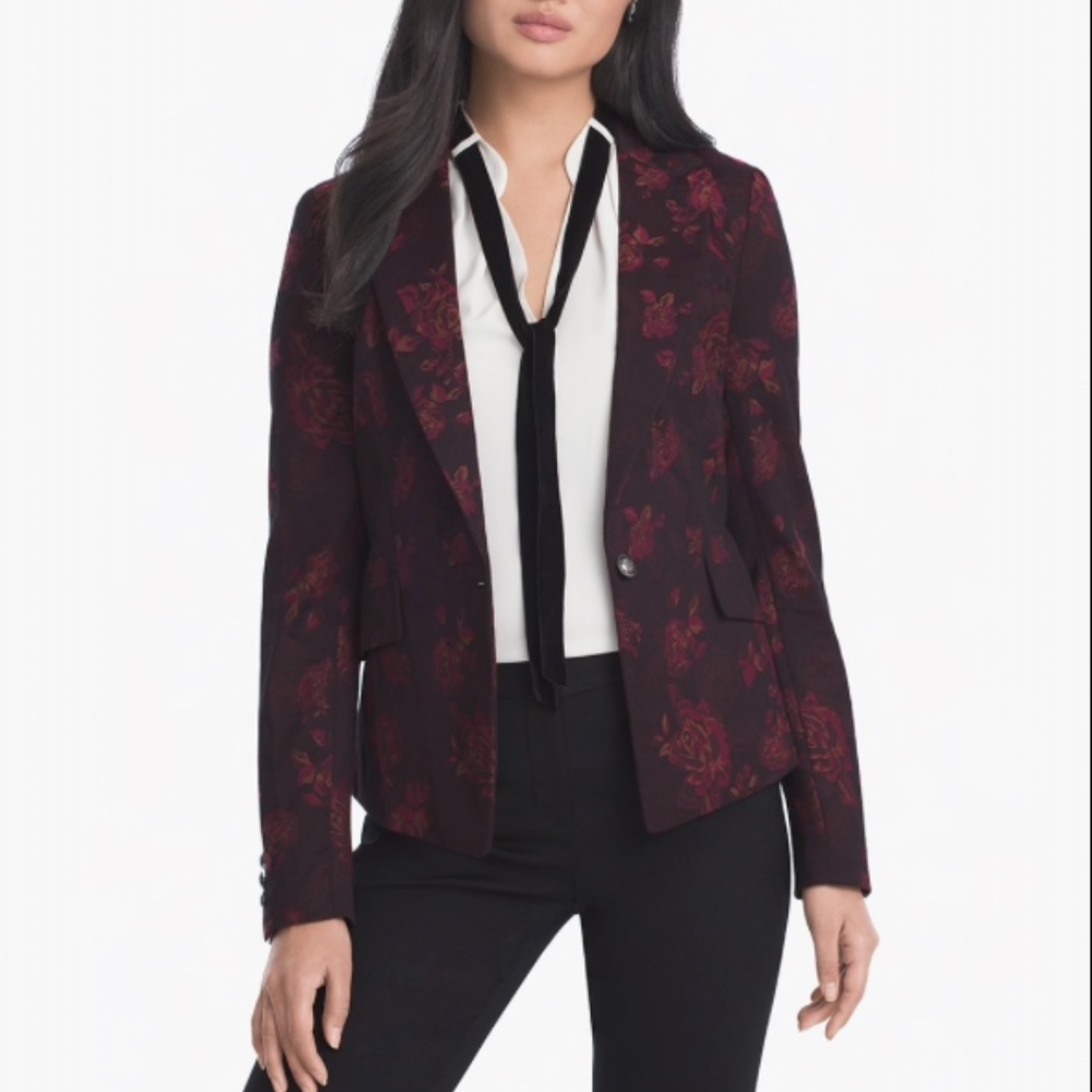 WHBM | Rose Print Jacquard Blazer Jacket NWT Sz 8